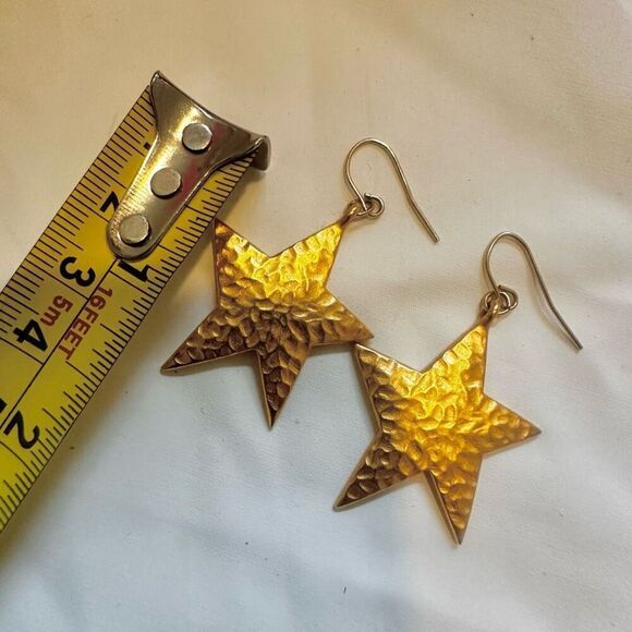 Napier textured gold star drop earrings - Picture 5 of 7
